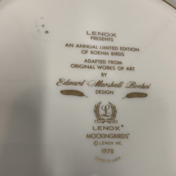 2 Lenox Porcelain Collector Plates Boehm Birds 1978 Mockingbirds 1979 Kinglets - Picture 7 of 8